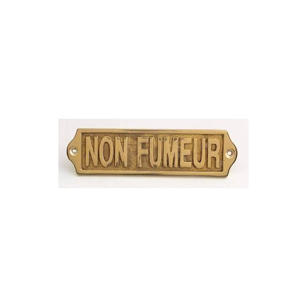 Plaque laiton non fumeur no smoking couleurmer